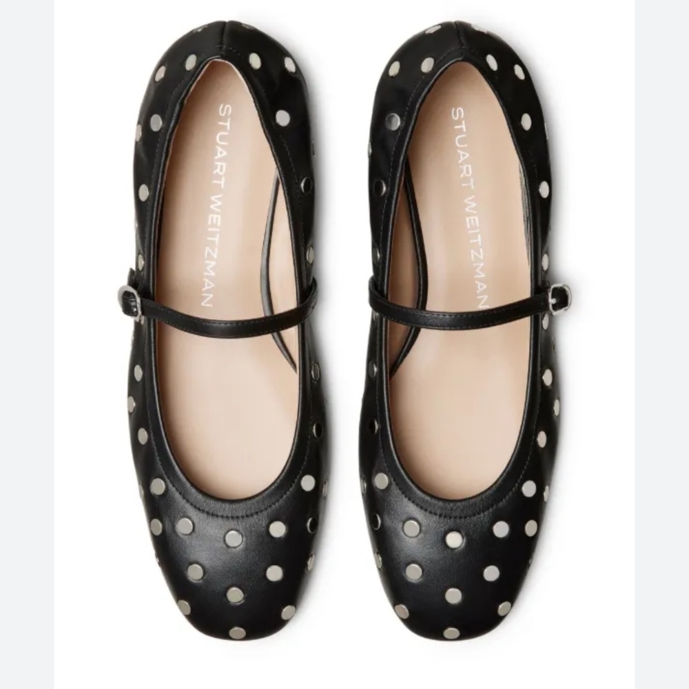 Stuart Weitzman Black and silver stud Polka Dot Flats